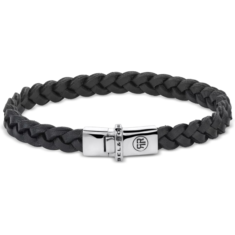 Rebel & Rose RR-L0170-S Small Braided Raw black leren armband
