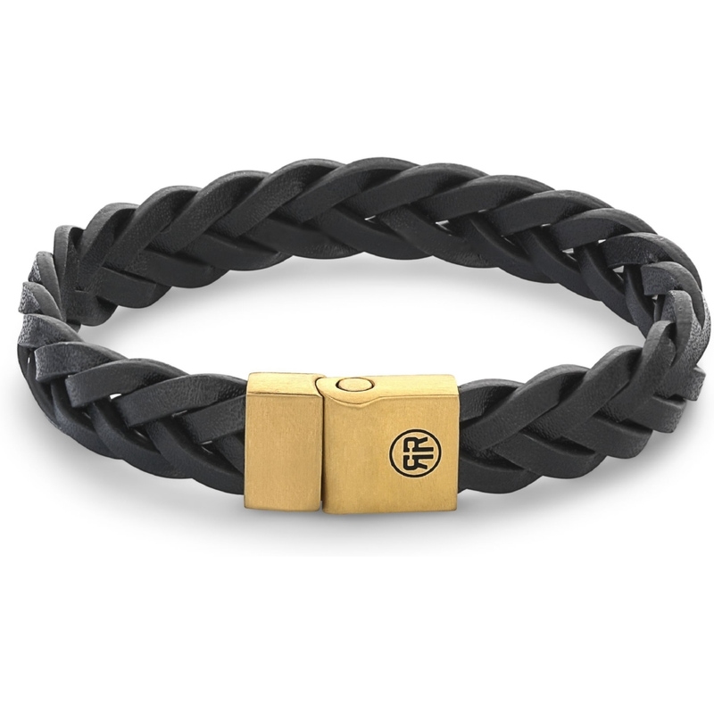 Rebel & Rose RR-M0027-G Full Metal Braided Black Gold armband