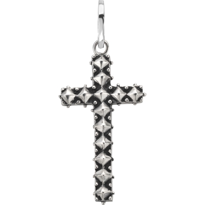 Rebel & Rose RR-PD009-S Studded Cross zilveren hanger