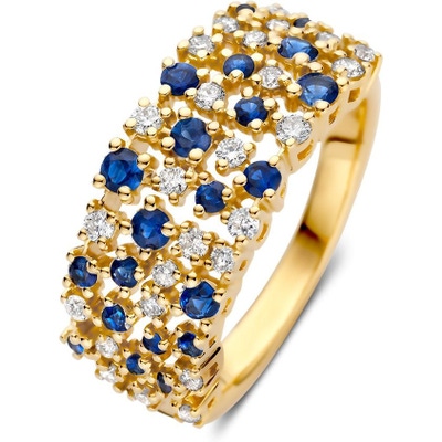 Ring geelgoud briljant  saffier 