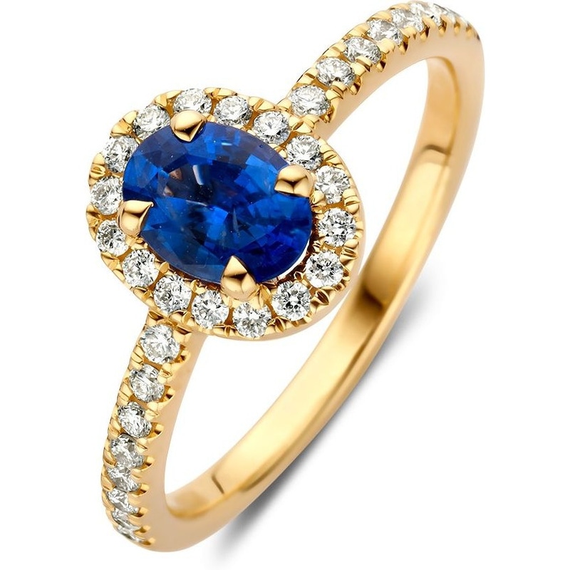 Excellent Jewelry RG138088 14k halo ring saffier 0,32 ct
