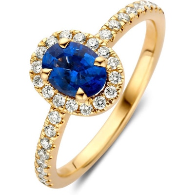 RG138088 14k gouden halo ring met saffier en 032 ct diamant