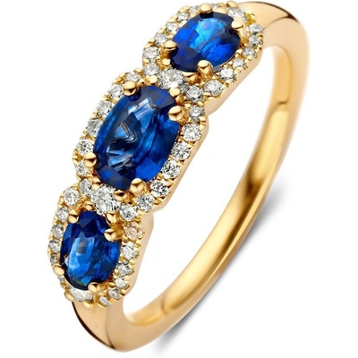 RG138099 14k gouden halo ring met saffier en 027 ct diamant