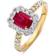 Excellent Jewelry RG438191 14 bicolor halo ring robijn