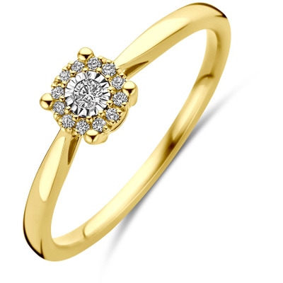 ring diamant 007ct h si 14K bicolor goud geelwit