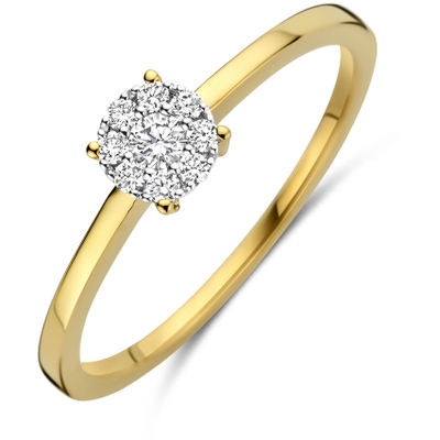 ring diamant 013ct h si 14K bicolor goud geelwit