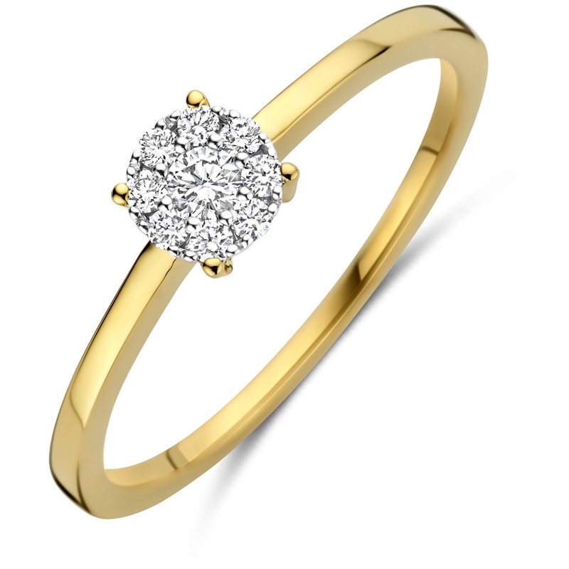 ring diamant 013ct h si 14K bicolor goud geelwit