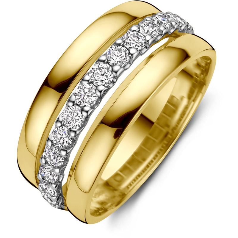 ring diamant 057ct h si 14K bicolor goud geelwit