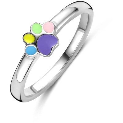 ring emaille hondenpoot zilver gerhodineerd