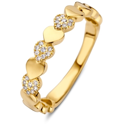 RP118064 14k gouden ring met hartjes 009 ct diamant