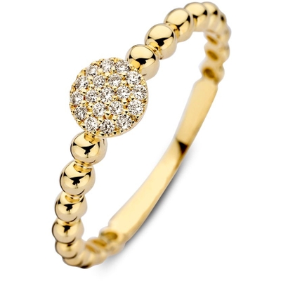 RP117660 14k gouden ring met bolletjes en 009 ct diamant