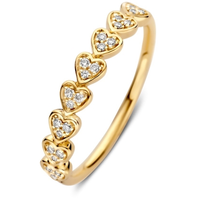 RG118098 14k gouden ring met hartjes 010 ct diamant