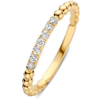 RP118061 14k gouden rijring met bolletjes en 014 ct diamant