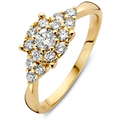 RK117695 14k gouden halo ring met 056 ct diamant