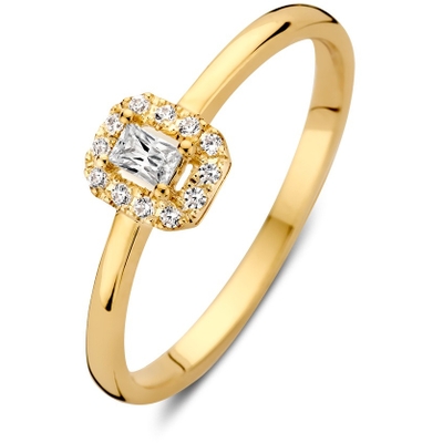 RH128032 14k gouden halo ring met zirkonia emerald