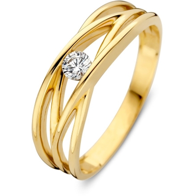 RE127916 14k gouden crossover ring met zirkonia