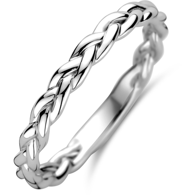 ring gevlochten zilver gerhodineerd