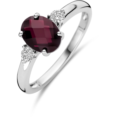ring granaat en zirkonia zilver gerhodineerd