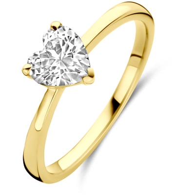 ring hart zirkonia 14K geelgoud