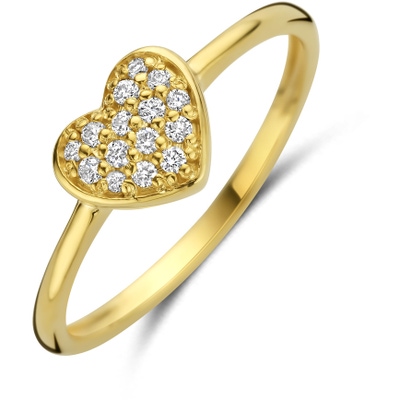 ring hartje diamant 010ct h si 14K geelgoud