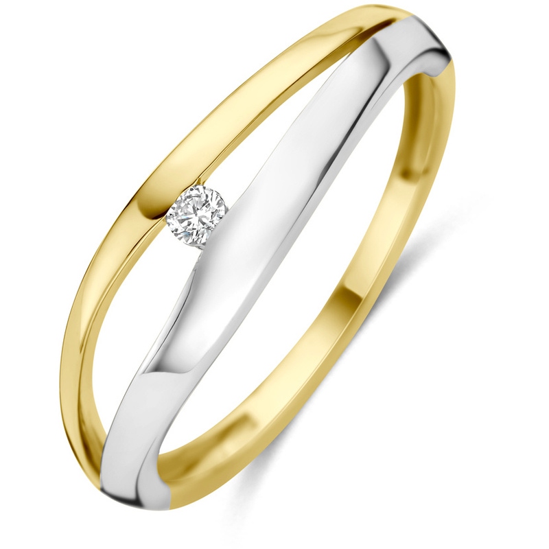 ring lab grown diamant 004ct f vs 14K bicolor goud geelwit