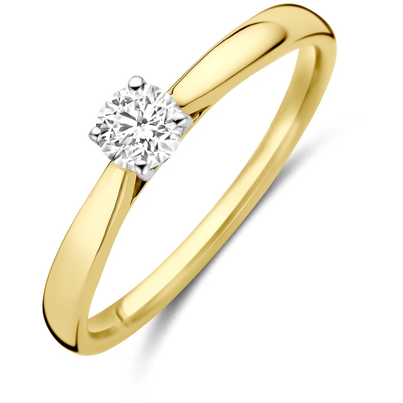 ring lab grown diamant 025ct h si 14K bicolor goud geelwit
