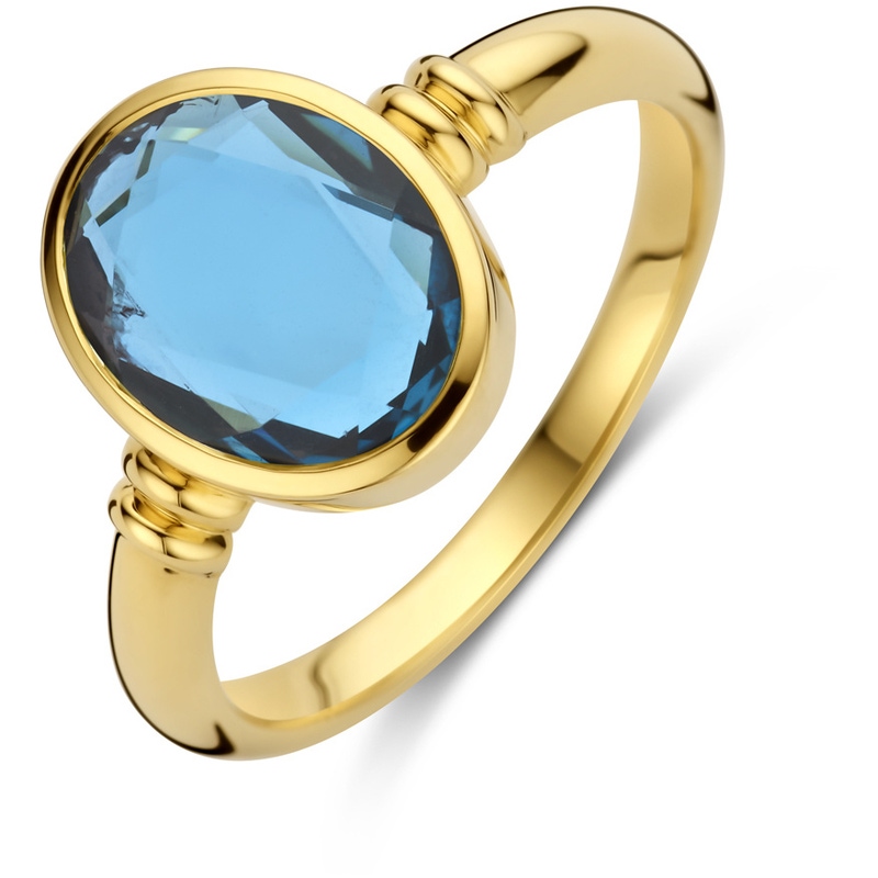 ring london blue topaas 14K geelgoud