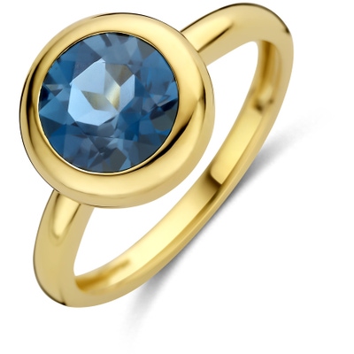 ring london blue topaas 14K geelgoud