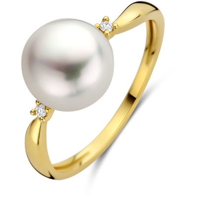 ring parel diamant 002ct h p 14K geelgoud