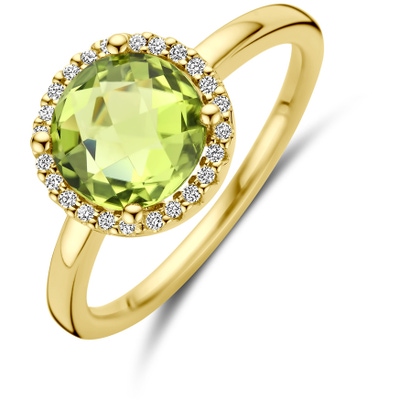 ring peridot en diamant 009ct h si 14K geelgoud