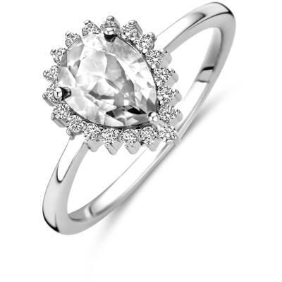 ring zirkonia halo zilver gerhodineerd