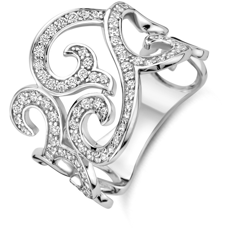ring zirkonia zilver gerhodineerd