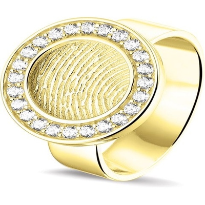 See You 410 S 14k gouden ring met zirkonia en vingerafdruk