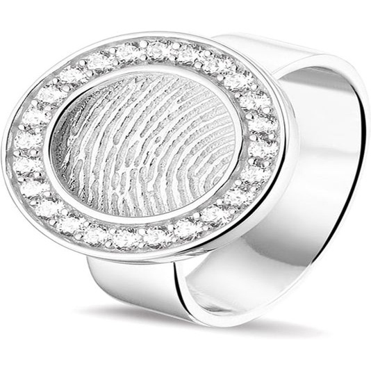 See You 410 S Zilveren ring met zirkonia en vingerafdruk