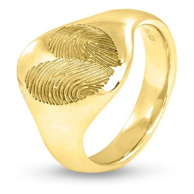 See You 412 S 14k gouden zegelring hart van 2 vingerafdrukken