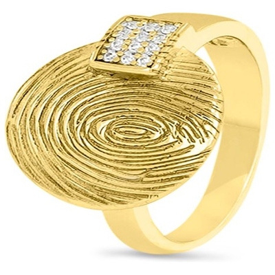 See You 413 S 14k gouden ring met zirkonia en vingerafdruk