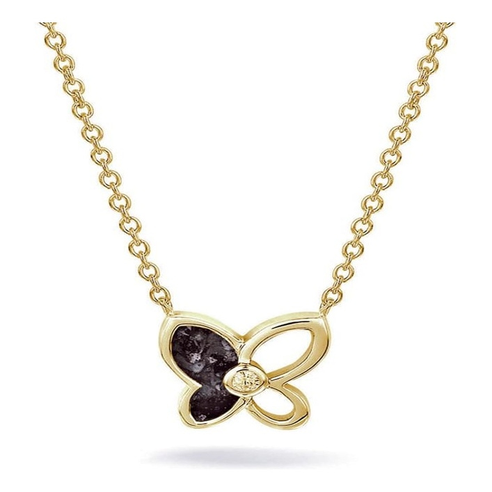 See You 603-S 14k gouden ketting en vlinder ashanger met zirkonia en hars