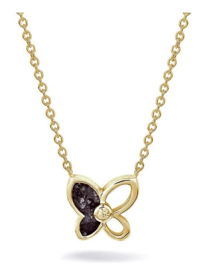 See You 603-S 14k gouden ketting en vlinder ashanger met zirkonia en hars