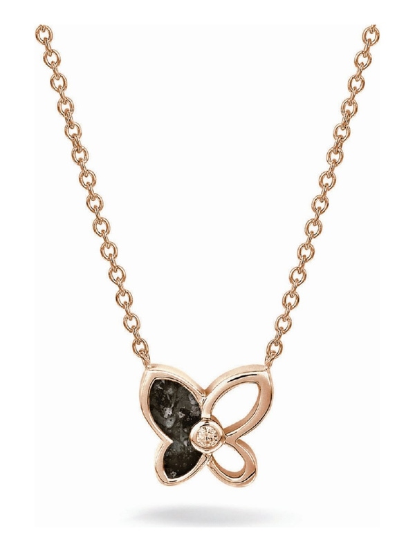 See You 603-S-R 14k roségouden ketting met vlinder ashanger met hars