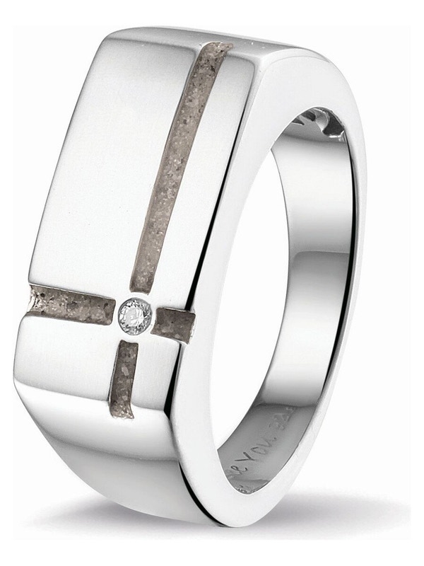 See You RG 039 Zilveren asring kruis zirkonia 9 mm met hars