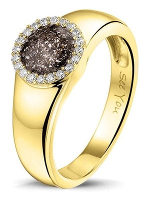 See You RG 021 14k gouden asring met diamant en hars