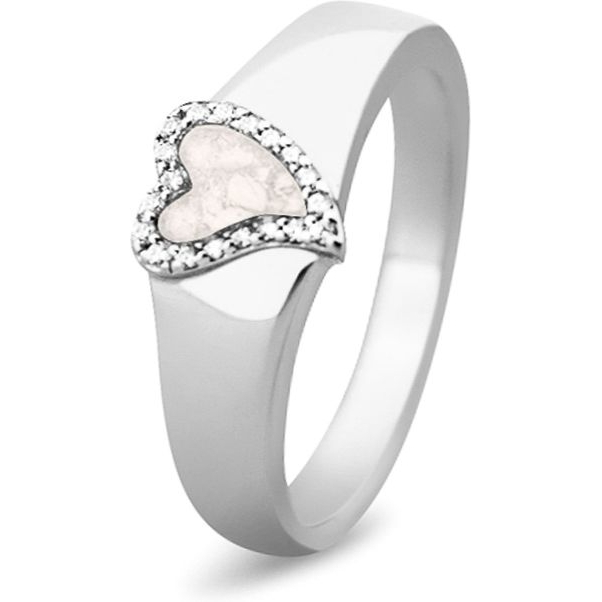 See You RG-005 Zilveren ring hartje met zirkonia en  moedermelk