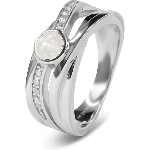 See You RG-007 Zilveren ring met zirkonia en moedermelk