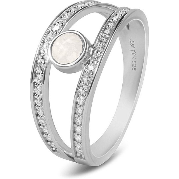 See You RG-014 Zilveren ring met zirkonia en moedermelk