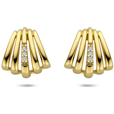 stekeroorringen diamant 003ct 2x 0015ct h si 105 mm 14K geelgoud