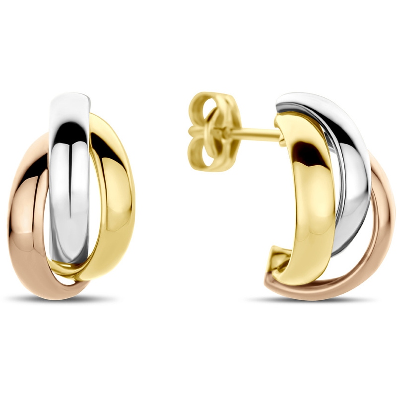stekeroorringen tricolor 13 mm 14K tricolor goud
