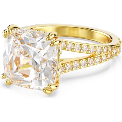 Swarovski Stilla goudkleurige ring met square zirkonia