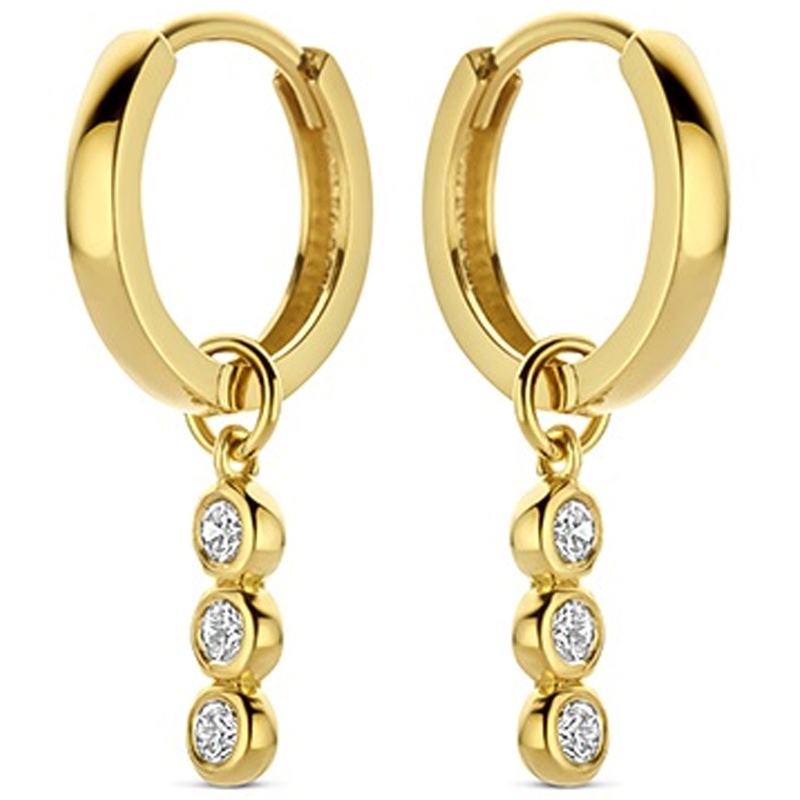 Swing Jewels SWGDE0049-Y-SET 14k gouden oorringen met 0,25 ct diamant hanger