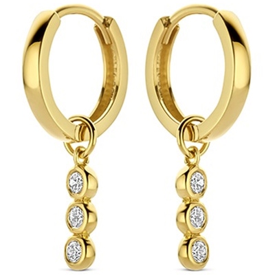 Swing Jewels SWGDE0049-Y-SET 14k gouden oorringen met 0,25 ct diamant hanger