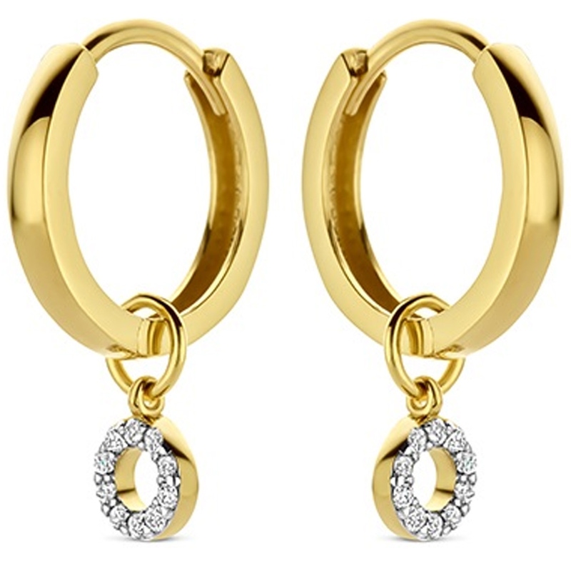 Swing Jewels SWGDE0050-Y-SET 14k gouden oorringen met 0,11 ct diamant hanger